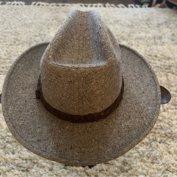 Vintage Sears tweed cowboy hat with braided band and small feather - Picture 4 of 6